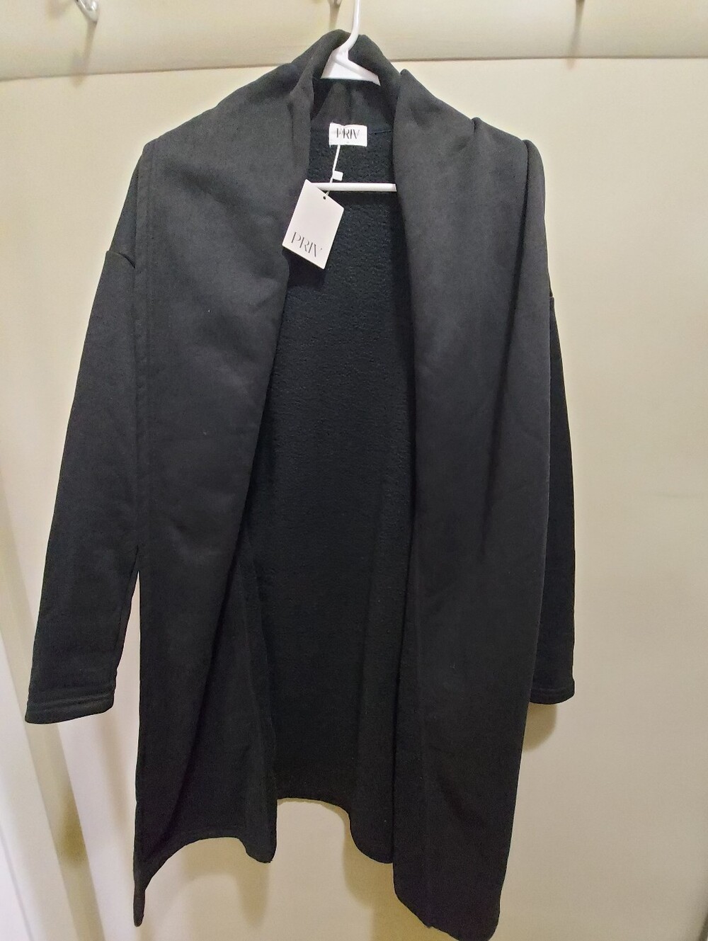 PRIV Black Open-Front Long Sweater